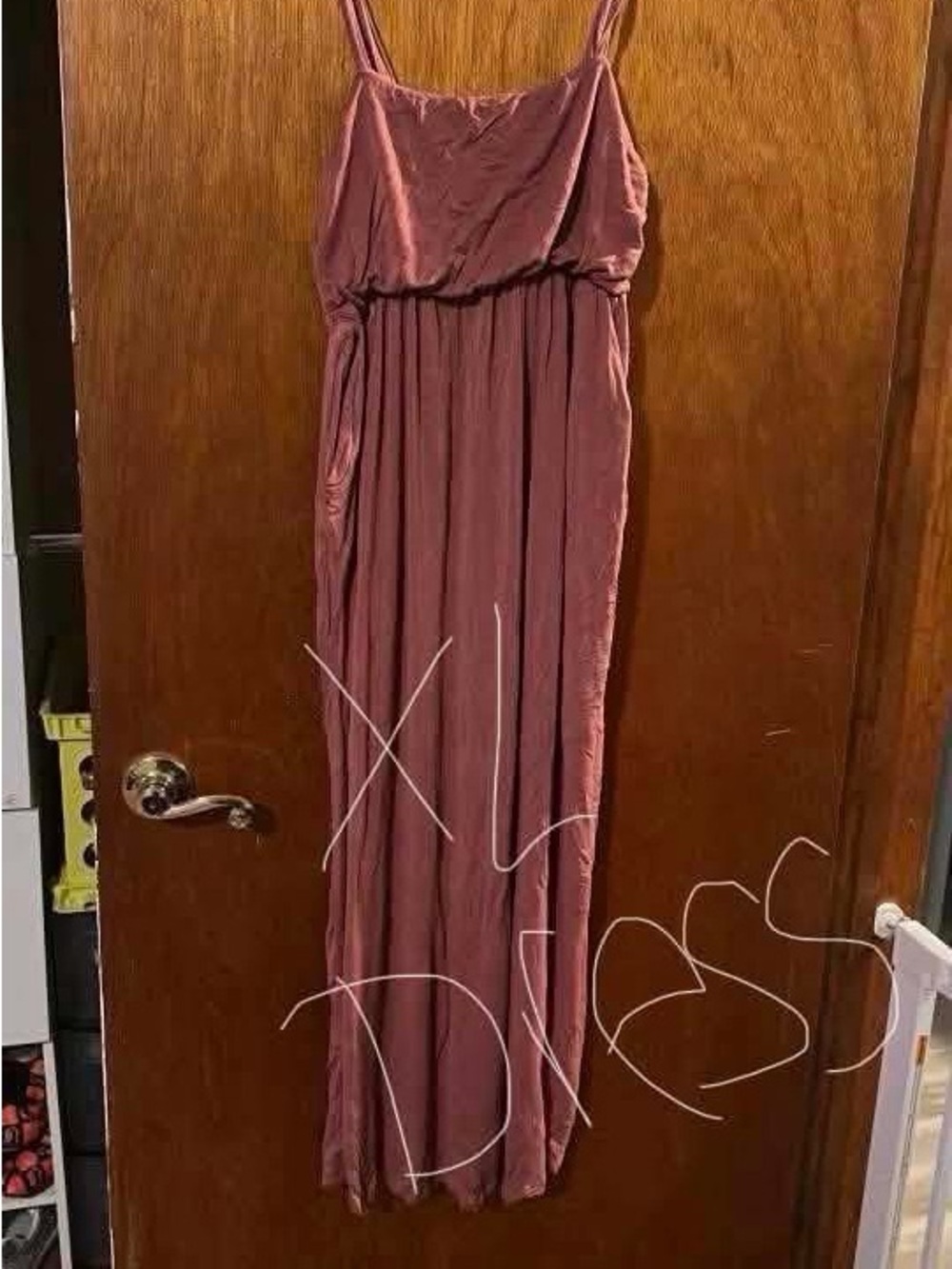 Sleeveless Mauve Maxi Dress with Spaghetti Straps
